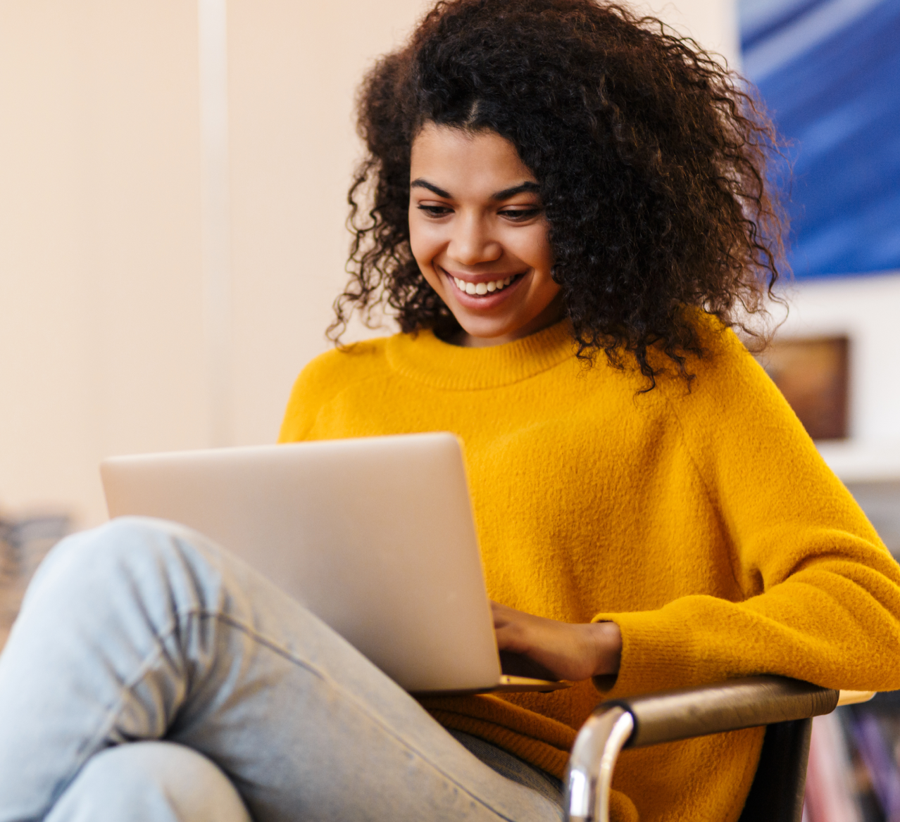 woman using laptop